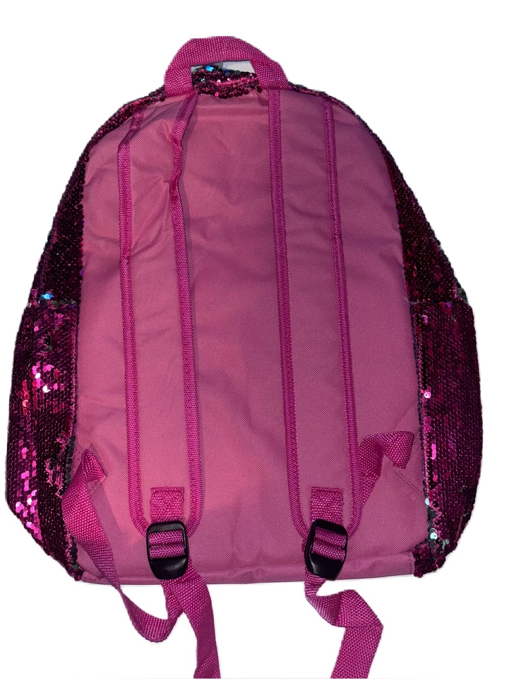 Pink & Silver Two 2 tone Girls Kids Sequin Backpack School Bag - Picture 3 of 7